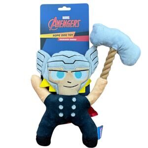 Marvel Avengers Thor Rope Dog Toy Squeaky Crinkle Thrash Toss Shake NWT